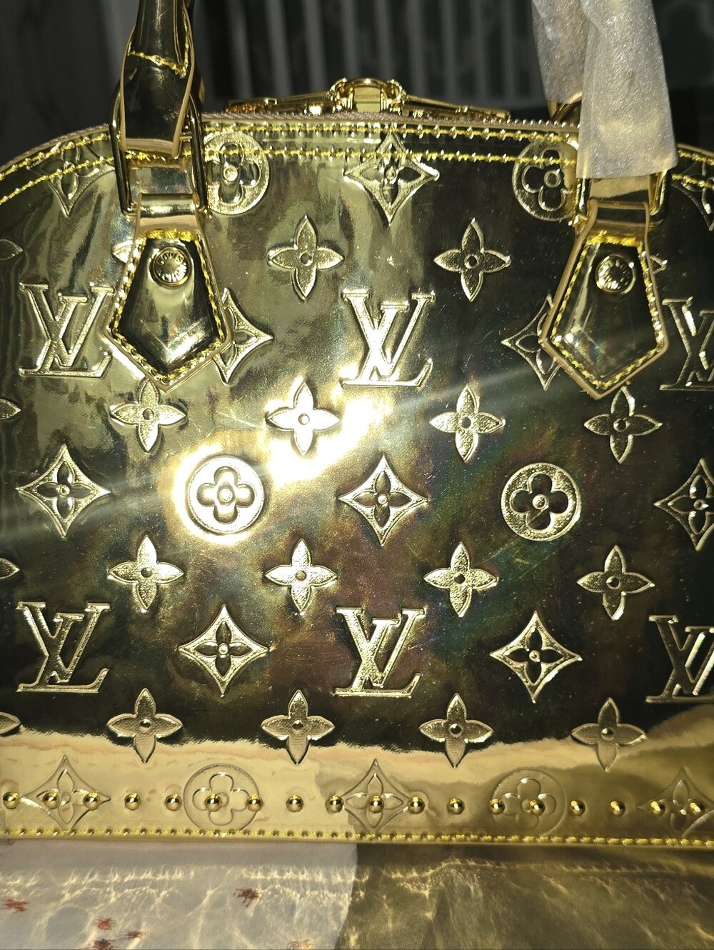 Gold Mirror Monogram EnVernis Dome Satchel - Picture 6 of 15